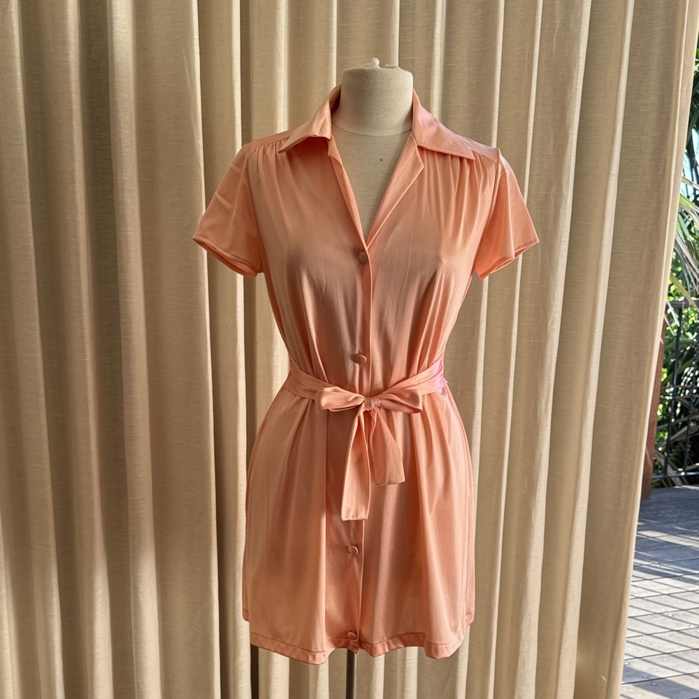Peach Button-Down Mini Dress